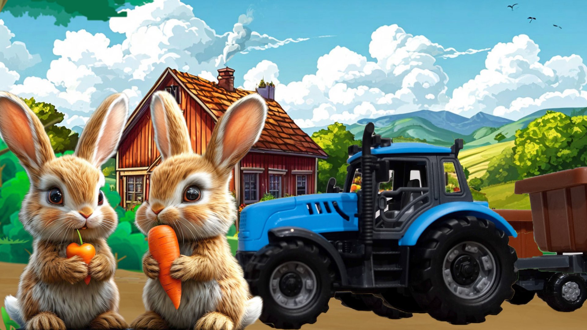 Синий трактор Гоняется за зайцами | мультик для детей
