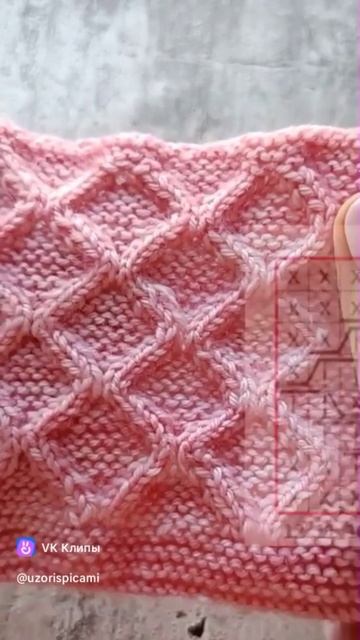 Рельефные ромбы спицами МК смотреть онлайн