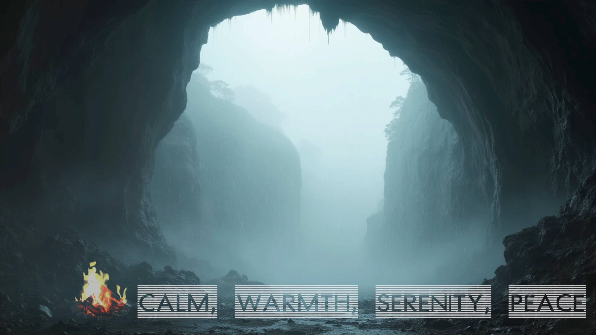 🌬️ Cave Ambience With Dripping Water And Wind Rain Sounds Fire Crackling Water Flowing