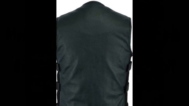 Men SWAT black Tactical style biker Leather waistcoat vest смотреть онлайн