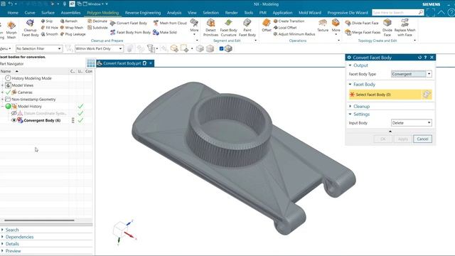 Polygon Modeling(Convert Facet Body) | How to use Convert Facet Body in NX | Siemens NX | смотреть онлайн