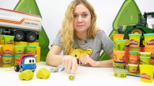 Лева Грузовичок укладывает асфальт! Развивающие видео для детей про машинки и пластилин Play Doh