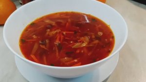 Постный борщ с фасолью