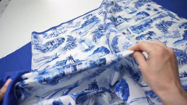 Вискозный шелк купон синий узор Артикул: MON4643 смотреть онлайн