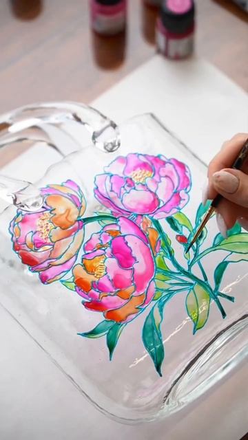 Витражная роспись вазы-сумочки💐 #студияживописимосква #витражнаяроспись #росписьпостеклу смотреть онлайн