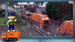 Мусоровоз MAN –спецтехника для города  Оранжевый и умный мусоровоз для детей!