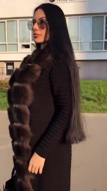 Кардиган с мехом густого финского песца