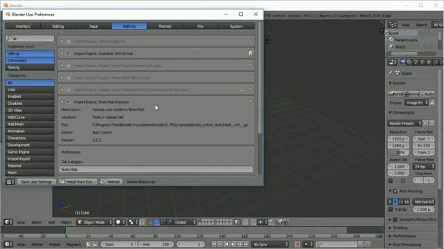 Blender 2.78a - part 003 - addons sketchfab uploads смотреть онлайн