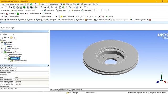 Ansys : Modal analysis of vented disc brake rotor | Natural frequencies | Mode shapes смотреть онлайн