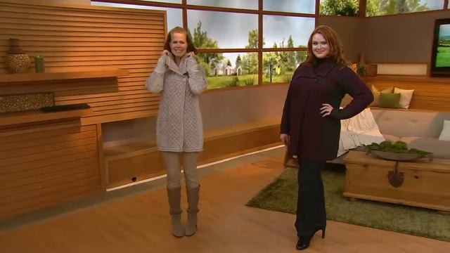 Aran Craft Merino Wool Colorblock One Button Long Cardigan With Stacey Stauffer