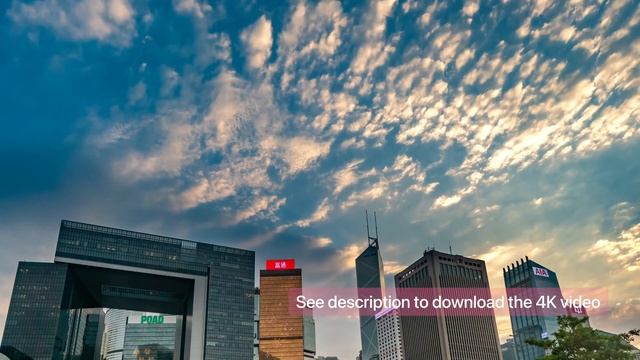 (FREE DOWNLOAD) Hong Kong skyline under cloudy sunset 4K смотреть онлайн