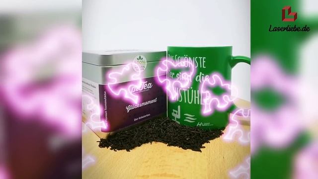 Individuell Personalisierte Tasse mit Gravur kombiniert mit besonderem Tee - bei Laserliebe.de смотреть онлайн