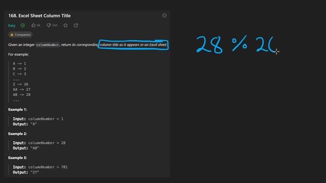 Leetcode 168: Excel Sheet Column Title (RU) смотреть онлайн