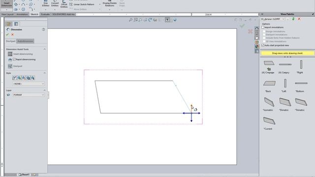 03 Угловые и диагональные размеры в SolidWorks смотреть онлайн