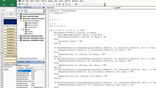 Modify a schedule Automatically for vacation in Excel смотреть онлайн