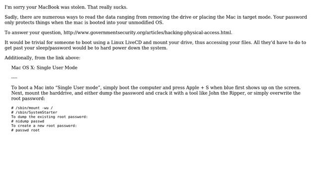 Apple: My MacBook was stolen: can the thief access my files without my account password? смотреть онлайн