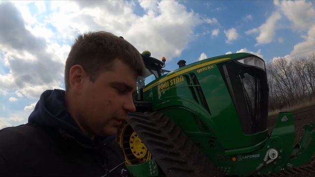 John Deere 9570RX+DB55- первый выезд, трудности при посеве из-за семян !