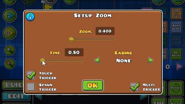 Как использовать 3 триггера камеры в Geometry dash?