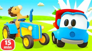 Лева Грузовичок и машинки строят домик для лошадок! Мультики для детей про машинки