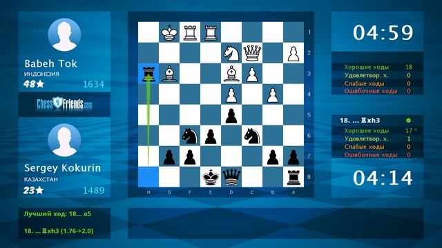 Chess Game Analysis: Babeh Tok - Sergey Kokurin : 1-0 (By ChessFriends.com) смотреть онлайн