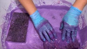 Acid pink and purple baking soda + bleach gel + soft scrub 💕💜Squeezing sponges asmr