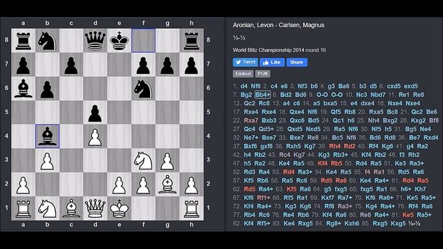 GM Aronian (Armenia) - GM Carlsen (Norway) 5m + PGN смотреть онлайн