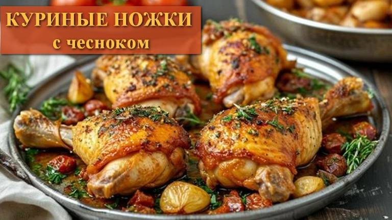 Куриные ножки с чесноком. Чеснок и лимон придадут блюду пикантный вкус и аромат