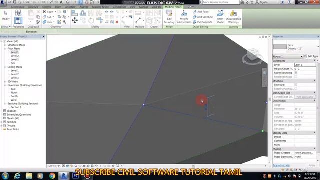 floor boundary edit option add point add centre line modify sub elements in Revit architecture tami смотреть онлайн