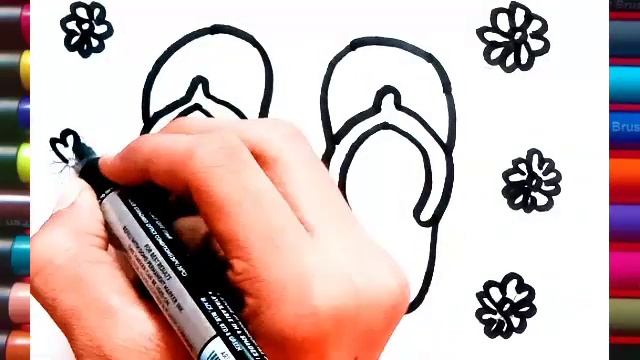 Flip Flop Drawing, colouring and painting for, Toddlers | & kid's | How to Draw Flip Flop Drawing