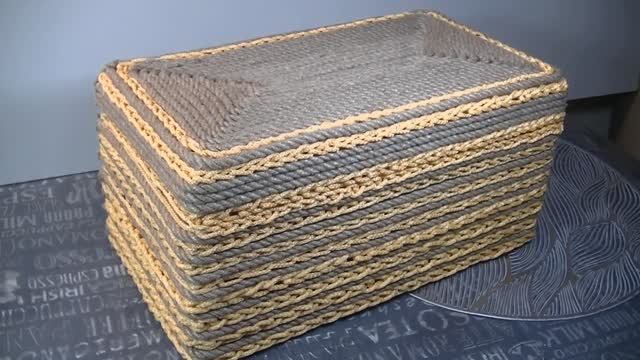 ШКАТУЛКА И КОРОБКА ИЗ КАРТОНА своими руками . Декор коробок веревкой . смотреть онлайн