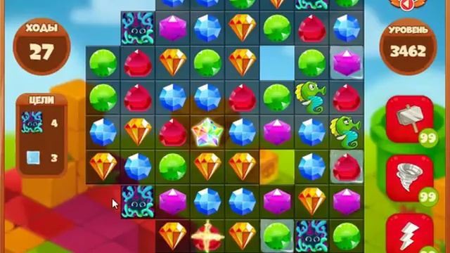 3462 уровень в игре Сокровища Пиратов. смотреть онлайн