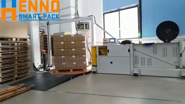 integrated pallet stretch wraping and strapping machien смотреть онлайн