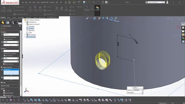 Solidworks Basics Tutorial - Linear and Circular Pattern смотреть онлайн