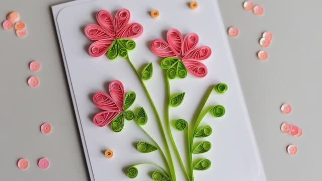 Цветы для квиллинга на поздравительной открытке! Поделки своими руками! смотреть онлайн