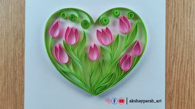 Квиллинг в форме сердца! Бумажные тюльпаны в форме сердца! Поделки своими руками! смотреть онлайн