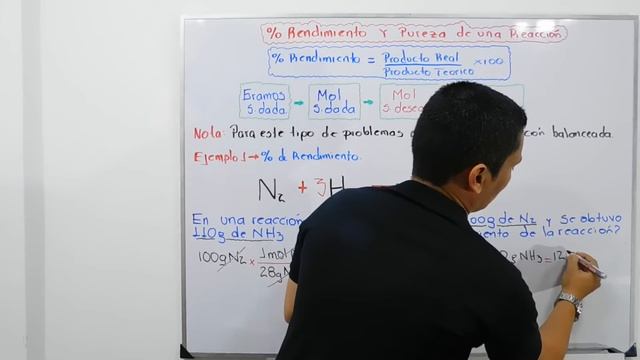 PORCENTAJE DE % RENDIMIENTO Y PUREZA DE UNA REACCIÓN. ESTEQUIOMETRIA смотреть онлайн