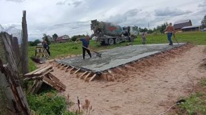 Фундаментная плита под баню 5,60х8,60х0,25. Заливка бетоном