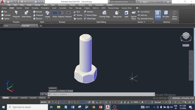 Autocad 3d bolt and nut design part-1 | autocad 3d bolt with thread tutorial смотреть онлайн