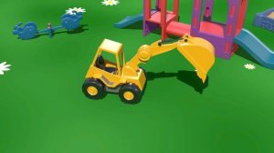 Мультфильмы про машинки - желтый Экскаватор. Цифра 5