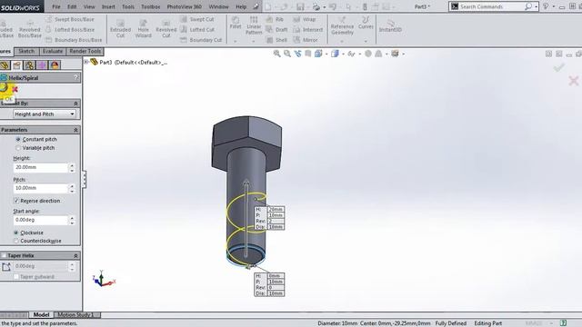 Solidworks tutorial - Bolt - Screw - Equations смотреть онлайн