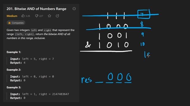 Leetcode 201: Bitwise AND of Numbers Range (RU) смотреть онлайн