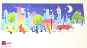 Синий Трактор в Ночном городе - собираем большой пазл для детей | Merry Nika