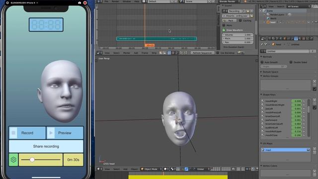 LIVENODING XX / IPhone X And Face Cap App For Blender