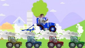 СИНИЙ ТРАКТОР 🚜 По полям Синий трактор едет к нам - Песенка мультик для детей