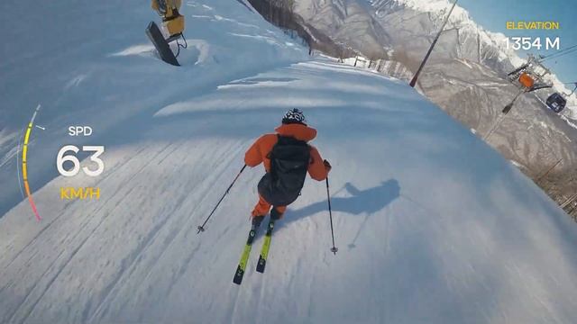 Газпром Альпика - быстрый полный спуск с проверкой состояния горнолыжных трасс в середине марта смотреть онлайн