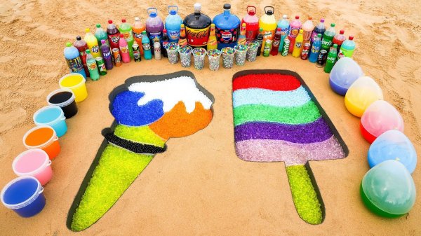 Как приготовить радужное мороженое с Orbeez, Big Pepsi, Coca Cola, Fanta против Mentos и популярных