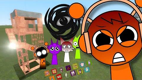 Sprunki Angry Oren против башен в Garry's Mod