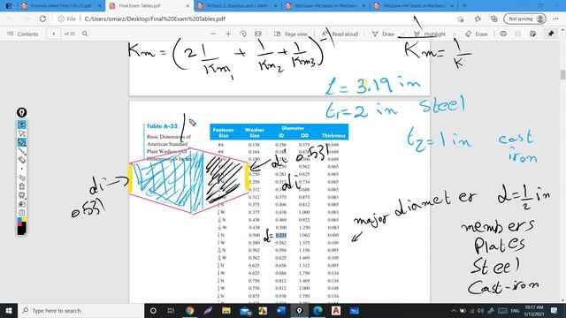 Question 8-15 Machine element and design Procedure to find bolt and members stiffness (Arabic) смотреть онлайн