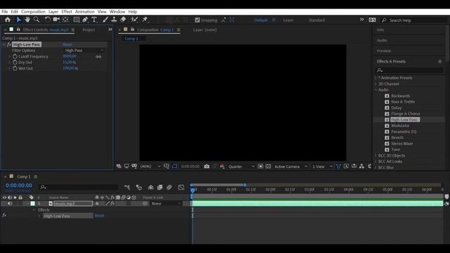 audio effects (bass & treble, high-low pass, reverb, stereo mixer) | after effects tutorial смотреть онлайн