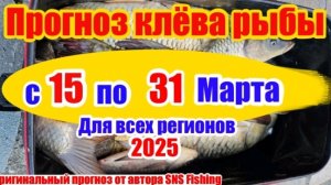 Прогноз клева рыбы на Март 2025 Календарь рыбака с 15 по 31 марта.